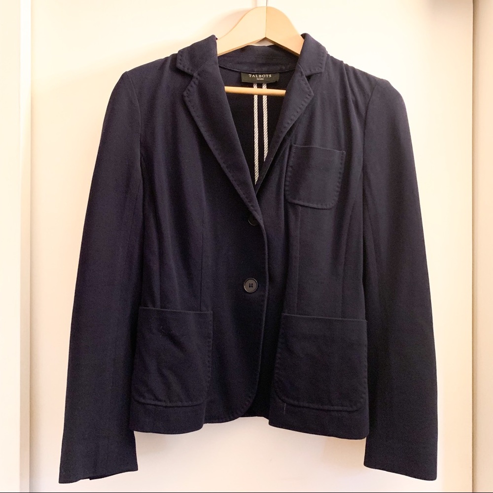 Talbots Petite Cotton Blazer Navy 6